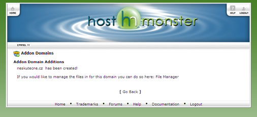 Vytvoření hostingu na HostMonster.com